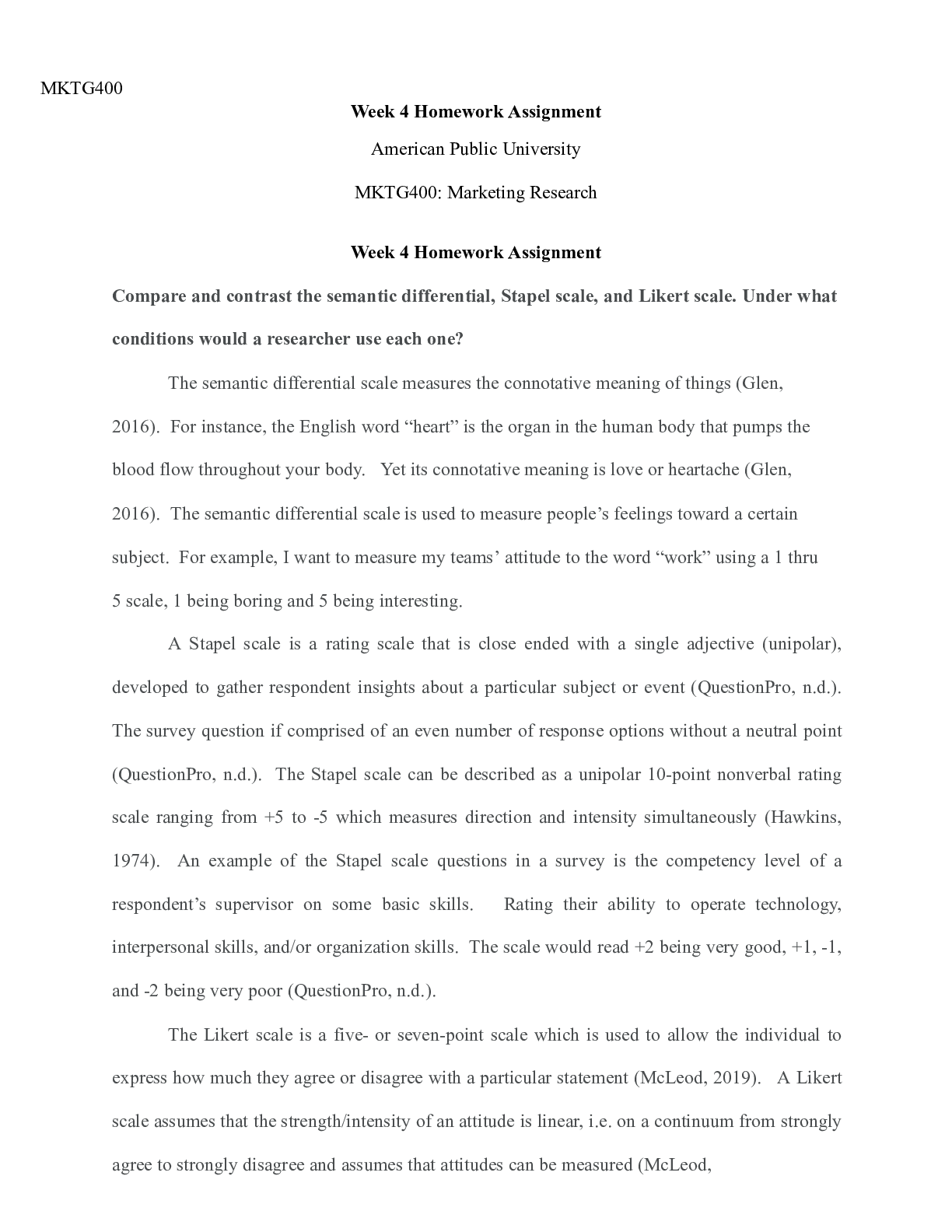 Preview of MKTG 400 Week 4 Assignment.docx  MKTG400  Week 4 Homework Assignment  American Public Univ